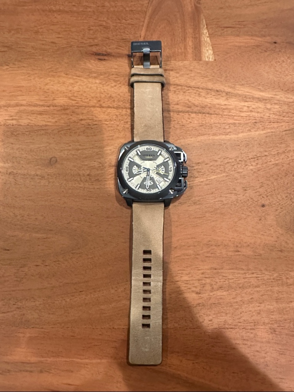 Diesel Chronograph Watch - Tan Strap & Cream Dial - Picture 2 of 4